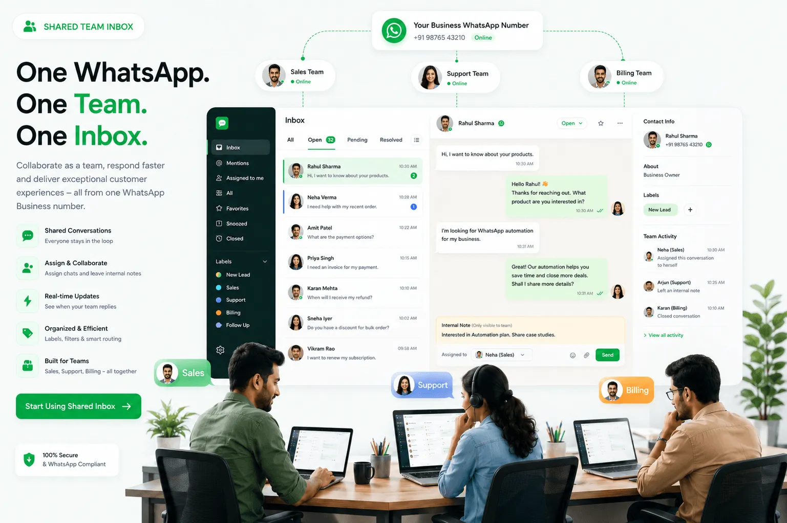 WhatsApp Shared Team Inbox Experience